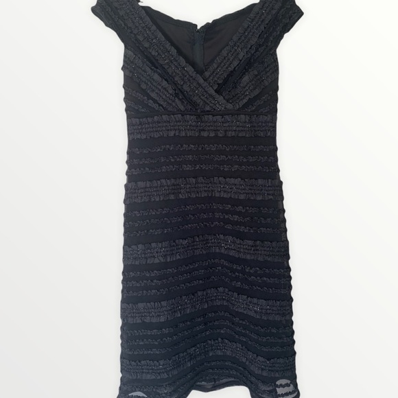 Tadashi Neiman Marcus Ruffle Sparkle Fitted Dress - Picture 1 of 8